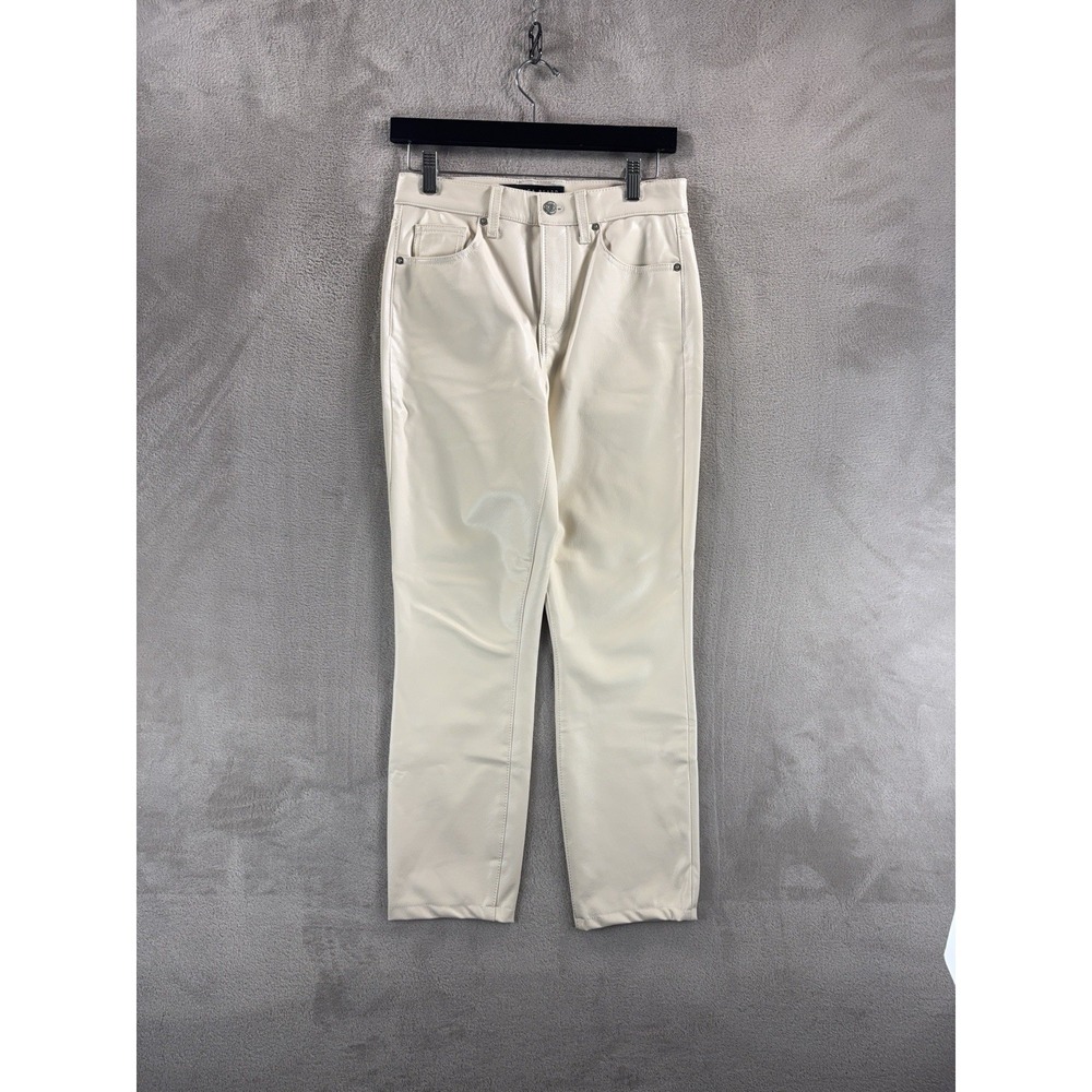 VERONICA BEARD Debbie Skinny Jeans Faux Leather Womens Size 27x26 Cream